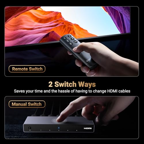 Image of UGREEN 8K@60Hz HDMI Switch 5 in 1 Out, Aluminum, HDR10+, with Remote | 4K@240Hz, 40Gbps, VRR, CEC, Dolby, HDMI 2.1 Splitter, Compatible with PS5 Xbox Switch 2, Roku Apple TV, Fire Stick, HDCP 2.3