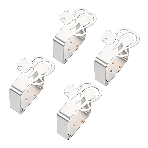 Veemoon 4piezas Pinzas para Manteles De Acero Inoxidable Forma De Abeja De Clips para Mesa Exterior Sujetadores Antideslizantes para Manteles Picnics Fiestas y Restaurantes