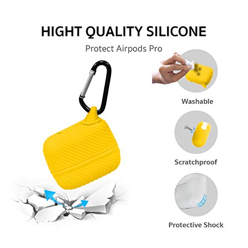 New Sameo Design Soft Silicone Protective Case Of Airpods Pro (Neck Strap, Case, Carabiner Of 1 Set) Dustproof, Dropproof, Wireless Charing (Yellow) #TOP1