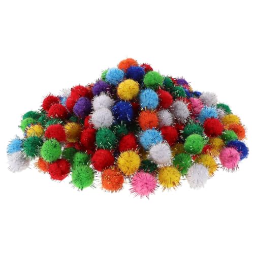 Pompones para manualidades brillantes en ropa y proyectos creativos infantiles en casa