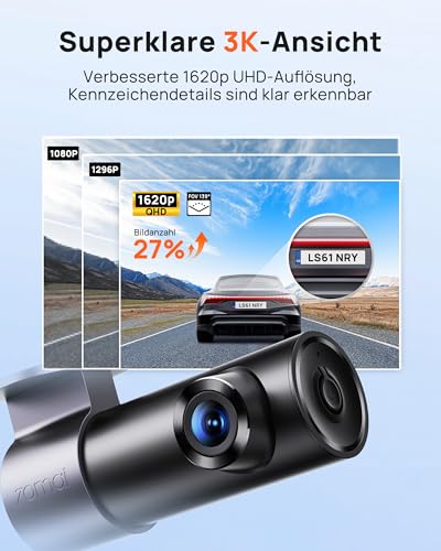 70mai M310 Plus 3K Mini Dash Cam für Autos, 1620P WDR WiFi Autokamera, Super Nachtsicht, 24-Stunden...