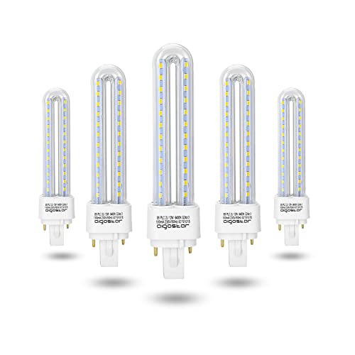 Aigostar - Pack de 5 Bombilla PLC 2U, Tubo de 12 W, Maiz G24, 2 Pines, Luz fría 6500K, 1180Lm, No regulable