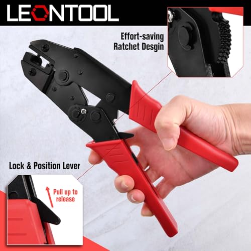 Alicates de crimpado con trinquete LEONTOOL para terminales en ángulo recto y conectores de pala 4