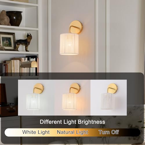 Image of Boho Wall Sconces Set of 2, Gold Rattan Wall Sconce 12 inch High Hand Woven Wall Lamp with Rope Shade, Coastal Sconce for Living Room Vanity Bedroom Hallway Kitchen Stair (Hardwired)