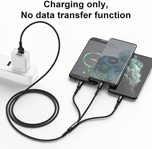 RAVIAD Multi Charger Cable, 1.2m Nylon Braided 3 in 1 Multiple Charging Cable with Micro USB Type C Multi Charger Connector for Android Samsung, Nokia, LG, Kindle