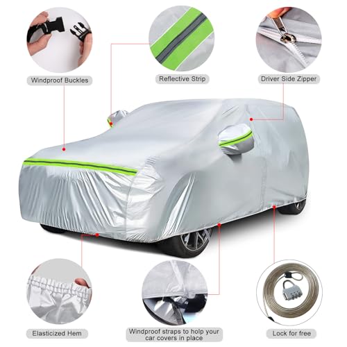 Image of Waterproof Car Covers Replace for 2020-2025 Toyota Corolla Cross, 6 Layers All Weather Car Cover with Zipper Door & Windproof Bands for Snow Rain Dust Hail Protection