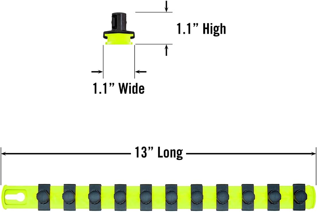 ERNST 13-Inch Socket Rail Organizer with 11 1/2-Inch Twist Lock Clips, High Visibility (8439HV) image 2