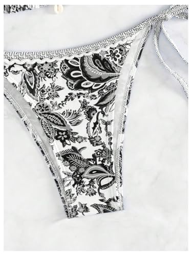 Image of BYFINECANY Women's Floral Printed Bathing Suit Halter Paisley Summer Swimsuit Bikinis Set