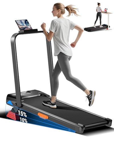 3-in-1 Folding Treadmill with 15% Incline 8KM/H Under Desk Walking Pad 3.0HP Quiet Treadmill for Home Foldable Portable Running Machine with 300LBS Capacity
