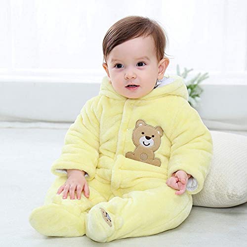 Image of XIFAMNIY Baby Newborn Jumpsuit Footie Hooded Thicken Winter Bunting Outwear Snowsuit Pajamas for Girls Boys