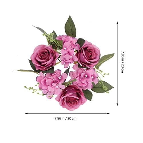 Dechous 3Pcs Artificial Flower Candle Ring Wreath Pillar Candle Holder Tea Light Ring Wreath Napkin Rings Holder For Valentines Aisle Diy Desk Front Door Decor Purple #TOP5