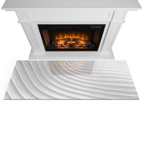Placa de vidrio templado de 125x50 cm rectangular con diseño de ondas para chimenea 4