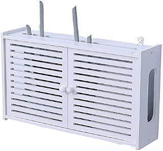 luckiner Wall Hanging Wifi Router Shelf TV Set-top Storage Box for DVD Players Game Consoles 38 * 9 * 26cm White