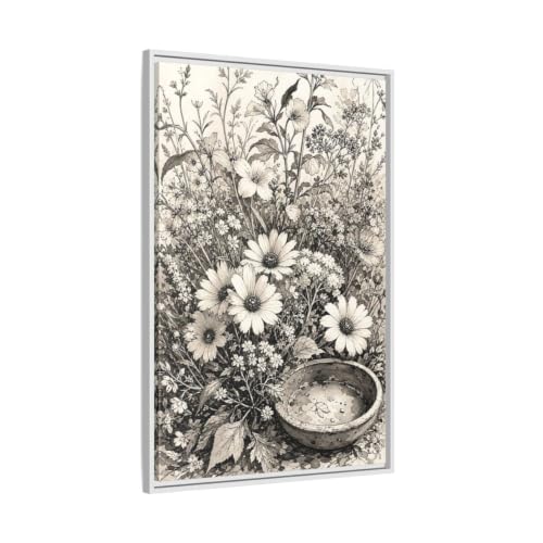 Toile imprimée de fleurs sauvages pour décorer un grand mur vide de salon