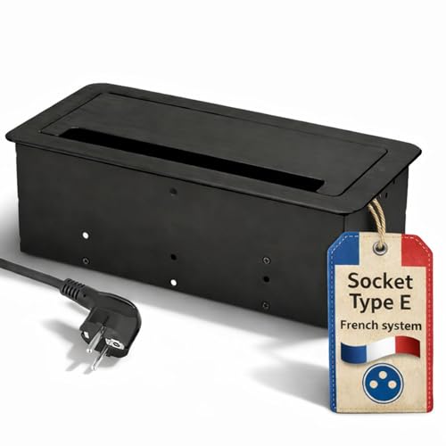 Prise encastrable escamotable pour bureau et cuisine Lot de 2 blocs LAN et USB alu type E