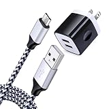 Hootek 電源アダプター USB充電器 2ポート 5V/2.1A + Micro USB ケーブル*1.8M ACアダプター ゆーえすびー コンセント 2口 Type-B ナイロン編みケーブル 高耐久 スマホ充電コード Galaxy S7 S6 Edge A6 J8、LG V10 G4 G3 K30、Nokia、扇風機、電気シェーバー、電動歯ブラシなどタイプB 機器に対応(ブラック)