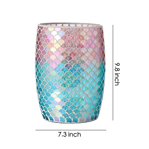 Image of Bathroom Wastebasket - Glass Decorative Trash Can (Mermaid)