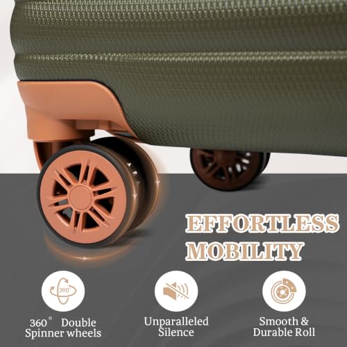 Image of Cobens Luggage Sets 5 Piece, Suitcases with Wheels, 20 inch /24 inch /28 inch,Olive
