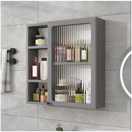 Stylish Black Wall-Mounted Medicine Cabinet with Glass Doors - Space-Saving Over Toilet Storage for Bathroom, Kitchen, Laundry, and College Dorms - Modern Hanging Organizer