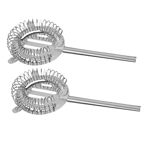 STOBAZA 2Pcs Stainless Steel Cocktail Strainer Solid Handle Drink Strainer for Ice Blocker Bartending Utensils for Mixed Beverages for Home Parties and Professional Bars
