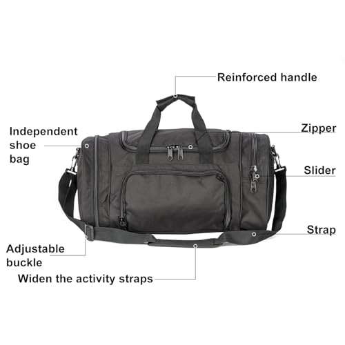 Small Duffel Bag Military Tactical Outdoor Gym Bag with Shoes Compartment for Sports Camping Hunting (Black)4