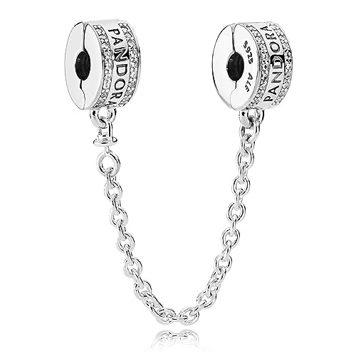Pandora Signature Chaînes de confort Logo en argent sterling avec zircones cubiques transparentes et attache en silicone
