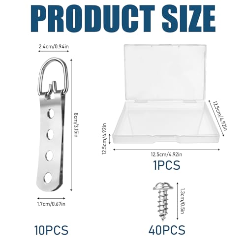 Image of 10 PCS 4 Hole D Ring Picture Hangers, YITOBA Metal Heavy Duty Mirror Hangers with 40 PCS Screws, D Ring Heavy Picture Hanging Hardware for Hanging Clock Painting Photo Frame (Silver)