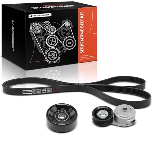 A-Premium Engine Serpentine Belt Drive Kit with Tensioner & Idler Compatible with Chevrolet GMC Isuzu Oldsmobile & Workhorse Cars - C1500 2500 3500 Tahoe Savana Express & More 4.3L 5.0L 5.7L