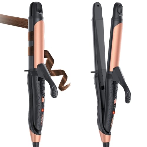 Dual Voltage Curling Iron 2-in-1 Curling Iron 1 Inch,(100V~240V) Dual Voltage Hair Straightener Travel CurlingIron European Flat Iron(Black)