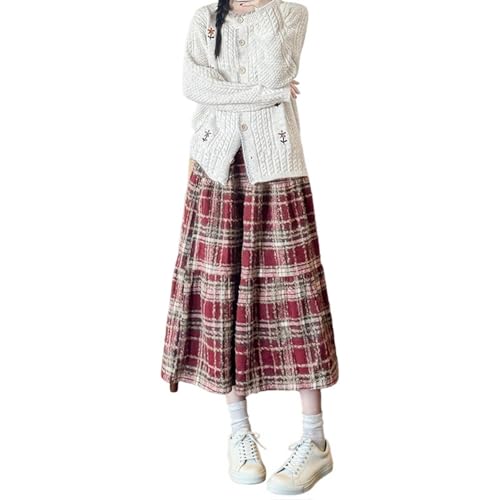 Womens Christmas Plaid Skirt Elastic High Waist Flowy A-Line Pleated Skirt - image 6