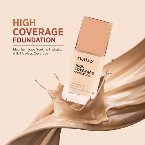 Image of Maliao High Coverage Waterproof Base Foundation | Long-Lasting Full Coverage | Flawless All-Day Glam | Matte Finish | Sweat & Oil Resistant | Lightweight & Breathable Formula | Soft Ivory, 40ml