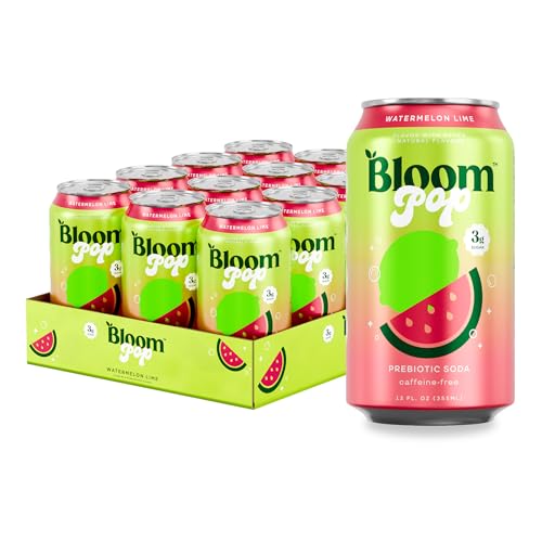 Bloom Pop Prebiotic Soda 12 Pack, Watermelon...