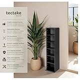 TecTake® CD Storage Unit in Wooden Look with 6 Adjustable Shelves, Versatile Bookcase for CDs, DVDs, Books, Video Games, Compact & Sturdy Shelving Unit for Living Room, Bedroom & Hallway - Black - Image 2