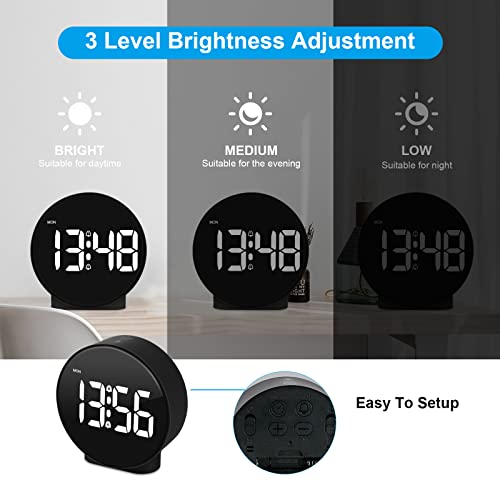 Deeyaple Small Digital Alarm Clock Led Desk Travel Electronic Clock Dual Alarm Snooze Dimmable Day Set 12/24H Week Display 4Inch Black (No Battery＆Adapter) #TOP3