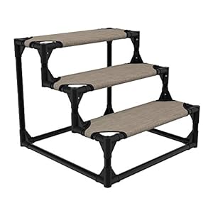 Veehoo Sturdy Pet Steps ? Pet Stairs for Small Dogs and Cats, Doggie, Puppy and Older Cats Step for High Bed Couch, Beige Coffee