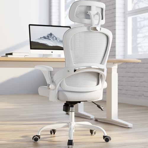 TRALT Office Chair - Ergonomic Office Chair with Back Support, Home Office Desk Chairs, 330lbs Wide Seat Big and Tall Office Chairs with Headrest, Comfy Desk Chairs (White)