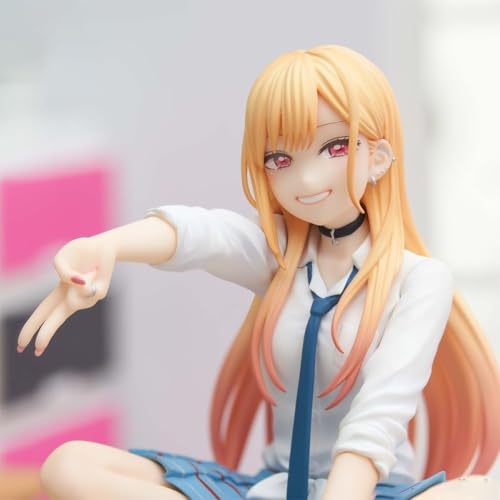Image of Marin Kitagawa Sitting Pose Anime Figure - 15cm My Dress-Up Darling Blush Smile School Girl in Cross-Leg Sitting Action Figure for Desk, Shelf & Home Decor | Gift for Friends & Anime Fans