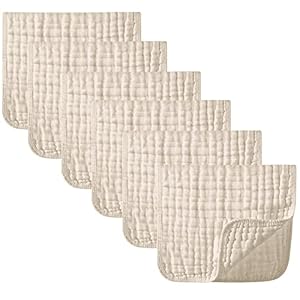 Yoofoss Muslin Burp Cloths 6 Pack Baby Washcloths Large 20”X10” 100% Cotton 6 Layers Super Soft and Absorbent…