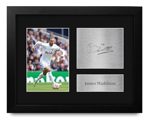 HWC Trading James Maddison Tottenham Hotspurs Framed Gifts Printed Signed Autograph Picture for Soccer Fans and Supporters - US Letter Size