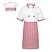 Freebily Enfant Déguisement Uniforme de Chef Fille Garçon Ensemble Vêtement Cuisine Cours Chemise Tablier Bonnet Chef Cuisinier Chef Tenues de Carnaval Fête 4-12 Ans Rouge 8-10 Ans