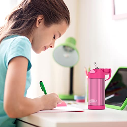 Thermos Funtainer 12 Ounce Stainless Steel Vacuum Insulated Kids Straw Bottle, Pink #TOP6
