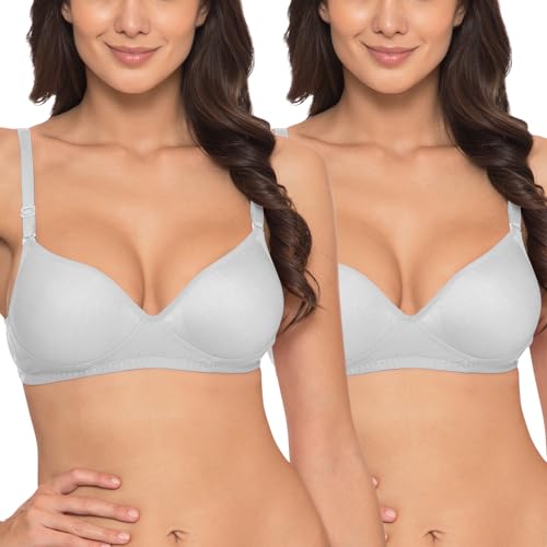 Image of Komli - Heavily Padded Push-Up Bra - Cotton Rich - Balconette - 3 /4th Coverage, Seamless, Wireless, Multiway Straps - T-Shirt Bra (Pack of 2)