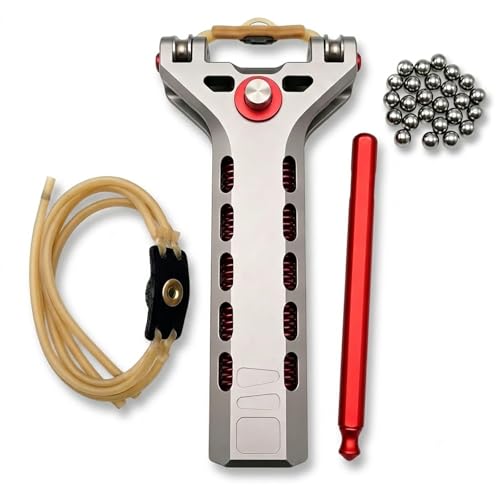 Aluminum Alloy Slingshot with Magazine Semi Automatic Slingshot High Velocity Repeating for Outdoor Recreational Hunting Target Shooting