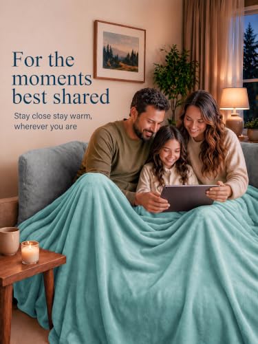 Image of Utopia Bedding Soft Fleece Bed Blanket Queen Size Celadon (90x90 Inch)