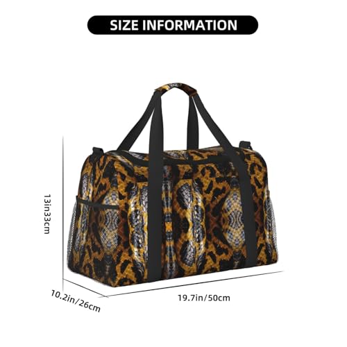Yellow Snake print Personal Item Bag Large Duffel Bag Travel Bag Weekender Bag Gym Bag Tote Duffel bag4