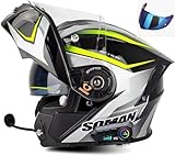 ▶ Casque certifié de sécurité : le casque de moto modulaire Bluetooth est conforme à la norme de sécurité DOT FMVSS-218 et possède toutes les certifications de sécurité routière aux États-Unis. La coque ABS haute résistance et la couche de rembourrage EPS peuvent protéger efficacement votre sécurité. C'est un équipement indispensable pour vos balades en extérieur.