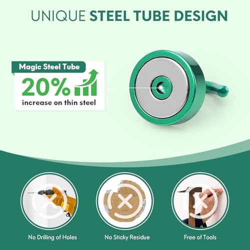 Image of Neosmuk Magnetic Hooks Steel Tube Design for Cruise,40lb+ Green,10 Pack | Cruise Ship Essentials,Heavy Duty Magnett Hooks for Cabins, Refrigerator, Grill, Hanging, and Travel Extra Strong Must-Haves