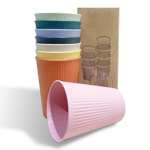 WANBY Plastic Drinking Cups 325ml 8 Pcs Colorful Tumblers Drinking Glasses Dishwasher Safe Water Cup for Water Juice Cocktail Portable Camping (Multicolor) - Image 2