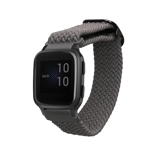 kwmobile Armband kompatibel mit Garmin Venu Sq 2 Music/Sq 2 / Vivoactive 6 / Vivoactive 5 - Nylon Fitnesstracker Sportarmband Band in Grau - Innenma&szlig;e von 17 cm