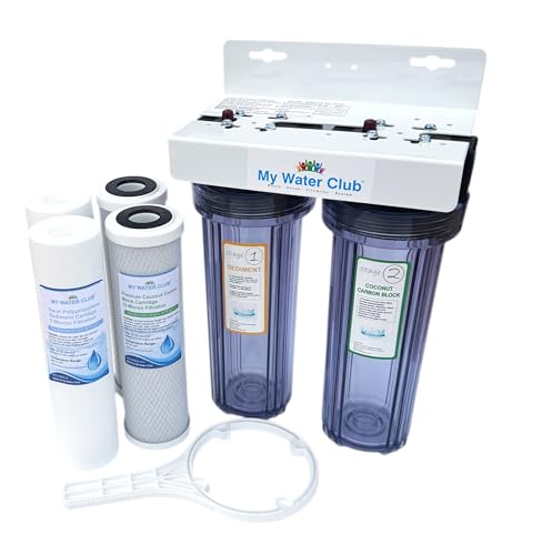 MyWaterClub 2-Stage (Dual Stage) Whole House Water Filtration System, 3/4" Inlet/Outlet, with an Extra Set of Replacement cartridges (Clear Housing Body) image 5